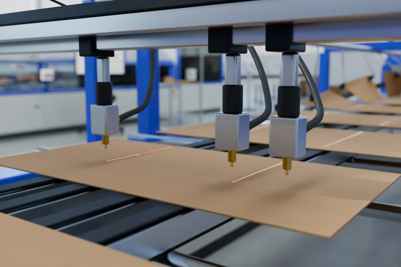 Glue station of a folder-gluer line
